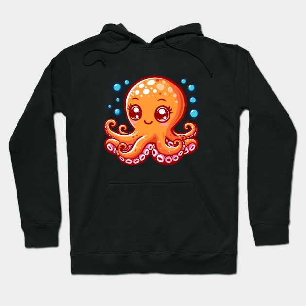 Orange Octopus Hoodie by Arief Uchiha